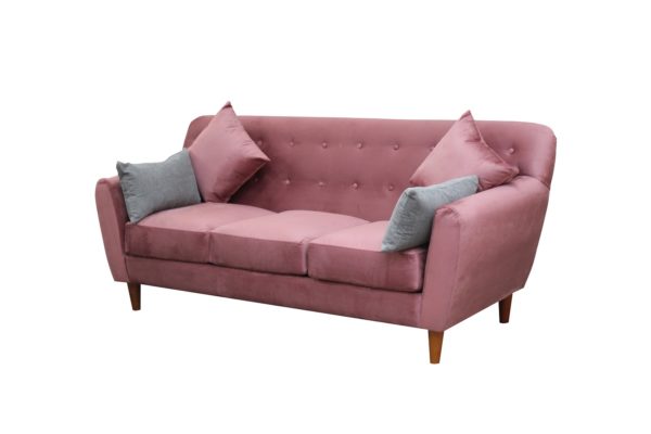 Sofa rosa 3 cuerpos lateral